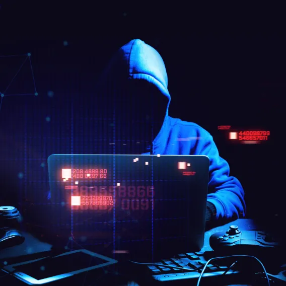 Dark figure performing cyber attack