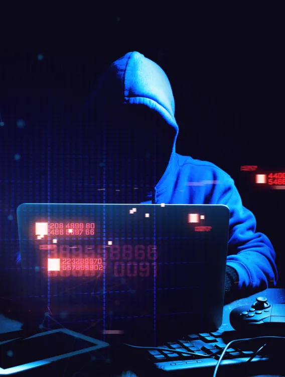 Dark figure performing cyber attack